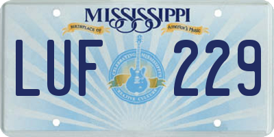 MS license plate LUF229