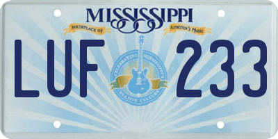 MS license plate LUF233
