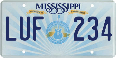 MS license plate LUF234
