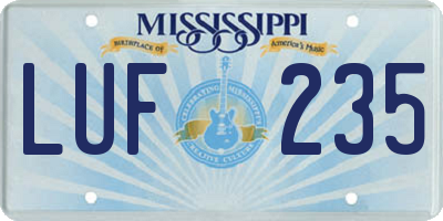 MS license plate LUF235