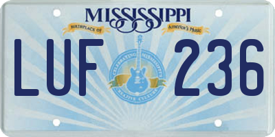 MS license plate LUF236