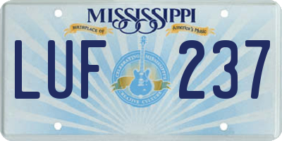 MS license plate LUF237