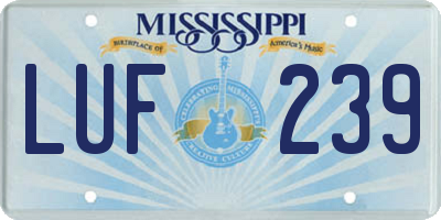 MS license plate LUF239