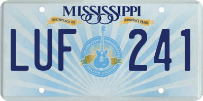 MS license plate LUF241
