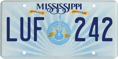MS license plate LUF242