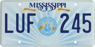 MS license plate LUF245
