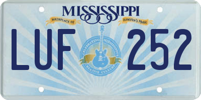 MS license plate LUF252