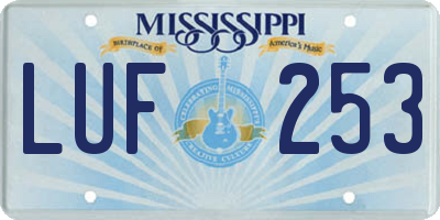 MS license plate LUF253