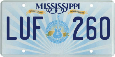 MS license plate LUF260