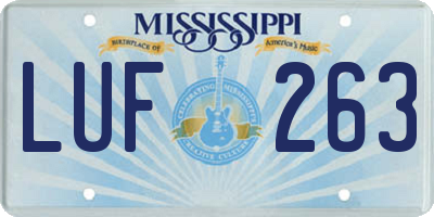 MS license plate LUF263