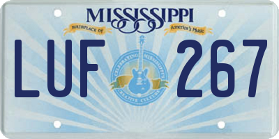 MS license plate LUF267