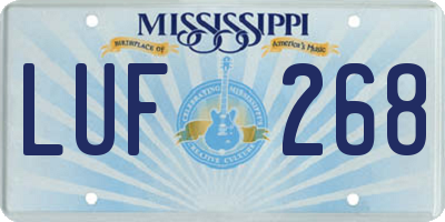 MS license plate LUF268