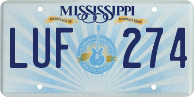 MS license plate LUF274