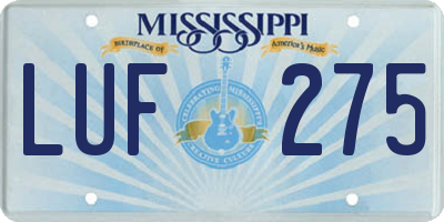 MS license plate LUF275