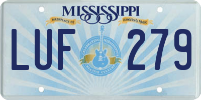 MS license plate LUF279