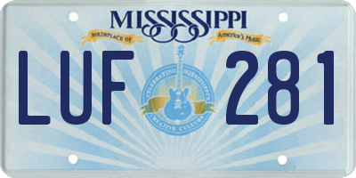 MS license plate LUF281