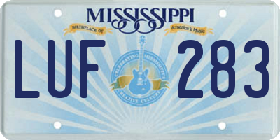 MS license plate LUF283