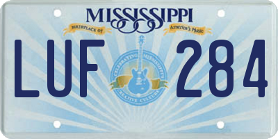 MS license plate LUF284