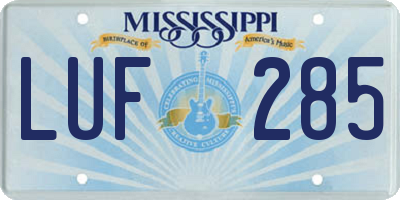 MS license plate LUF285