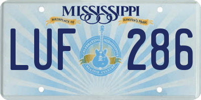 MS license plate LUF286