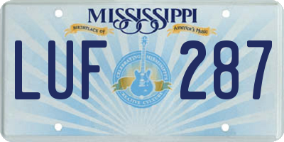 MS license plate LUF287