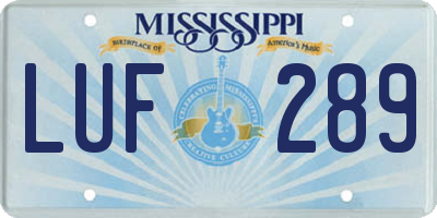 MS license plate LUF289