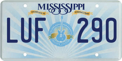MS license plate LUF290