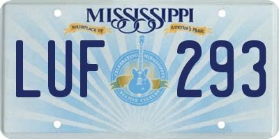 MS license plate LUF293