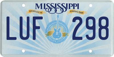MS license plate LUF298
