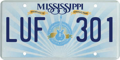 MS license plate LUF301