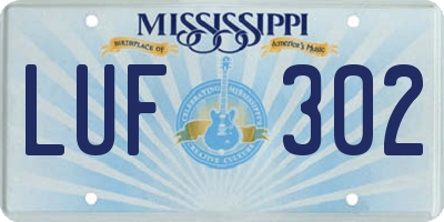 MS license plate LUF302