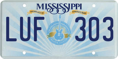 MS license plate LUF303