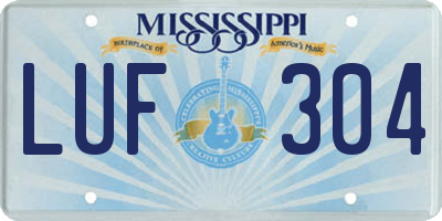 MS license plate LUF304