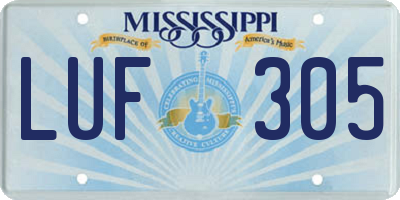 MS license plate LUF305