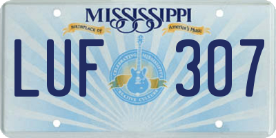 MS license plate LUF307