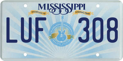 MS license plate LUF308