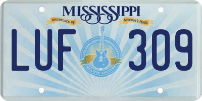 MS license plate LUF309