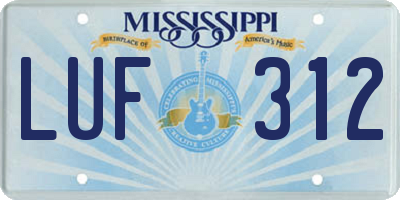MS license plate LUF312