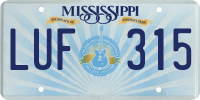 MS license plate LUF315