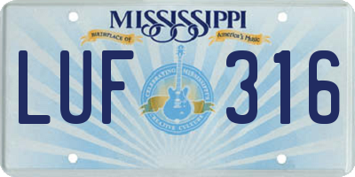 MS license plate LUF316