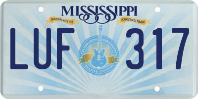 MS license plate LUF317