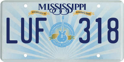 MS license plate LUF318