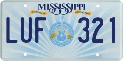 MS license plate LUF321