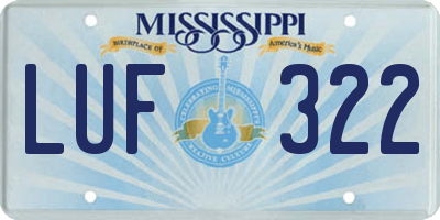 MS license plate LUF322