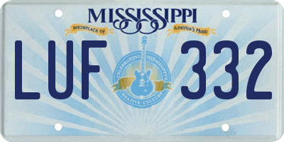 MS license plate LUF332