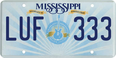MS license plate LUF333