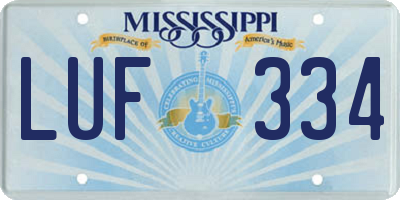 MS license plate LUF334