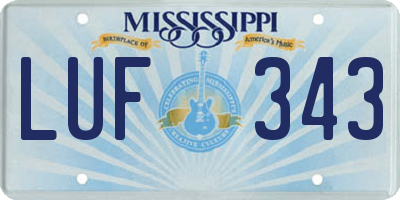 MS license plate LUF343
