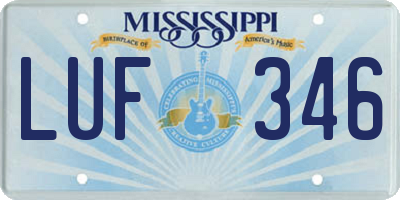 MS license plate LUF346