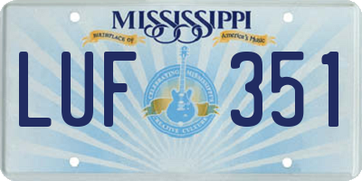 MS license plate LUF351